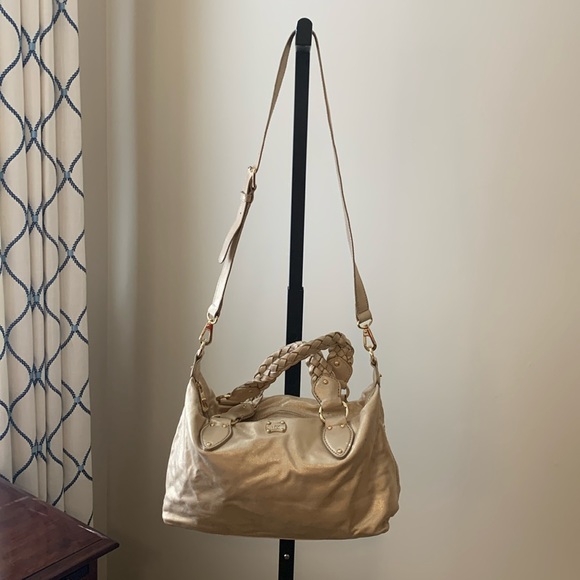 EUC Michael Kors, Soft Woodside, Pale Gold Satchel - Picture 4 of 15